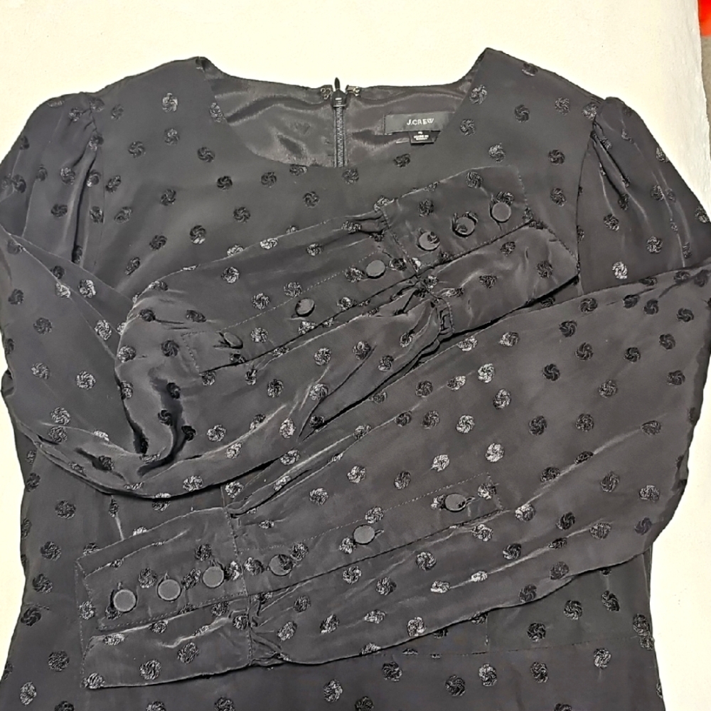 J.CREW Jacuard Floral Dot Black Dress Sz 4